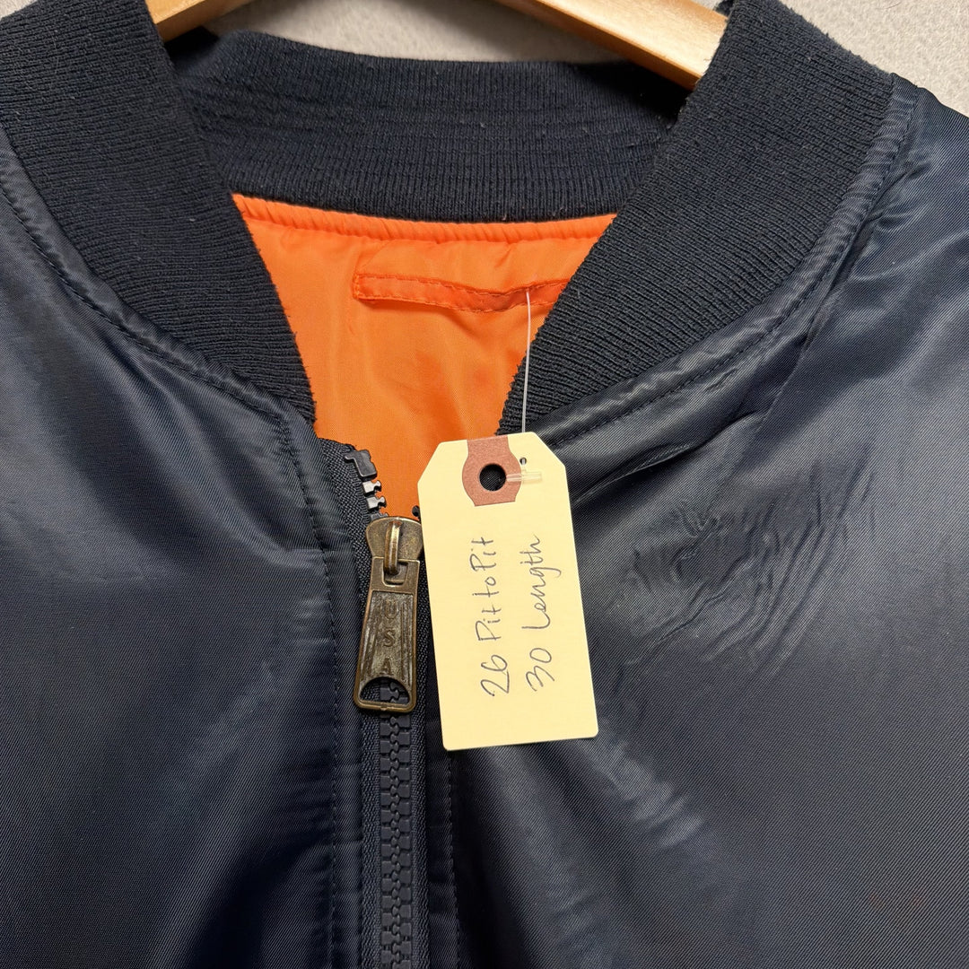 Peace Sign Navy Blue Bomber Jacket Size XL