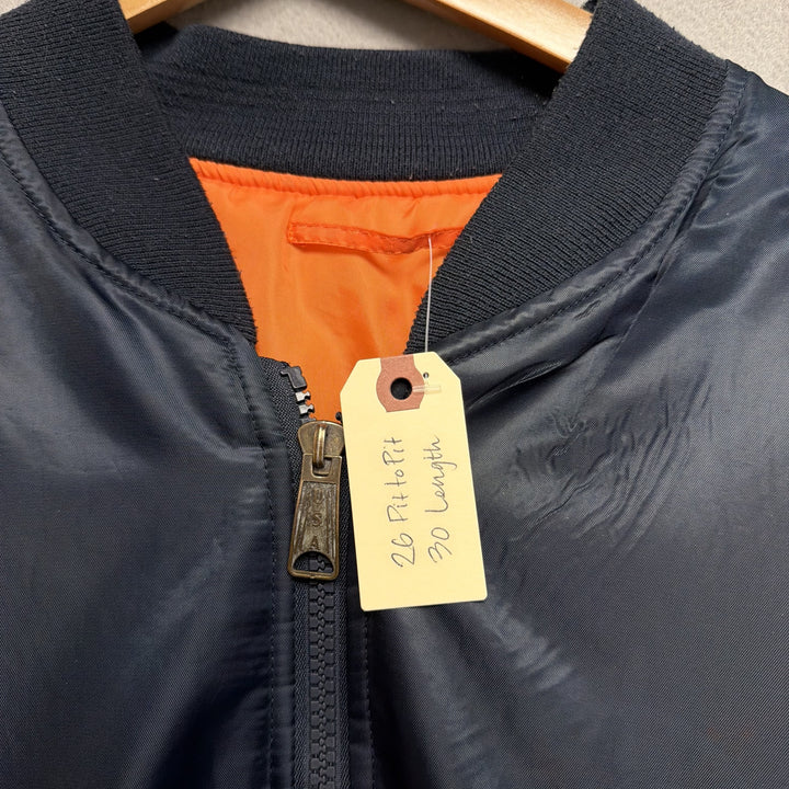 Peace Sign Navy Blue Bomber Jacket Size XL