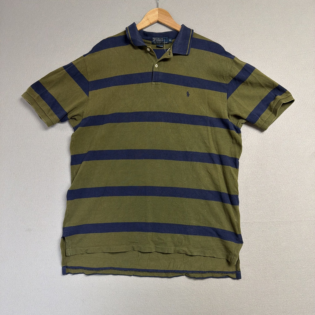 Vintage Ralph Lauren Olive and Blue Polo Shirt Size XL