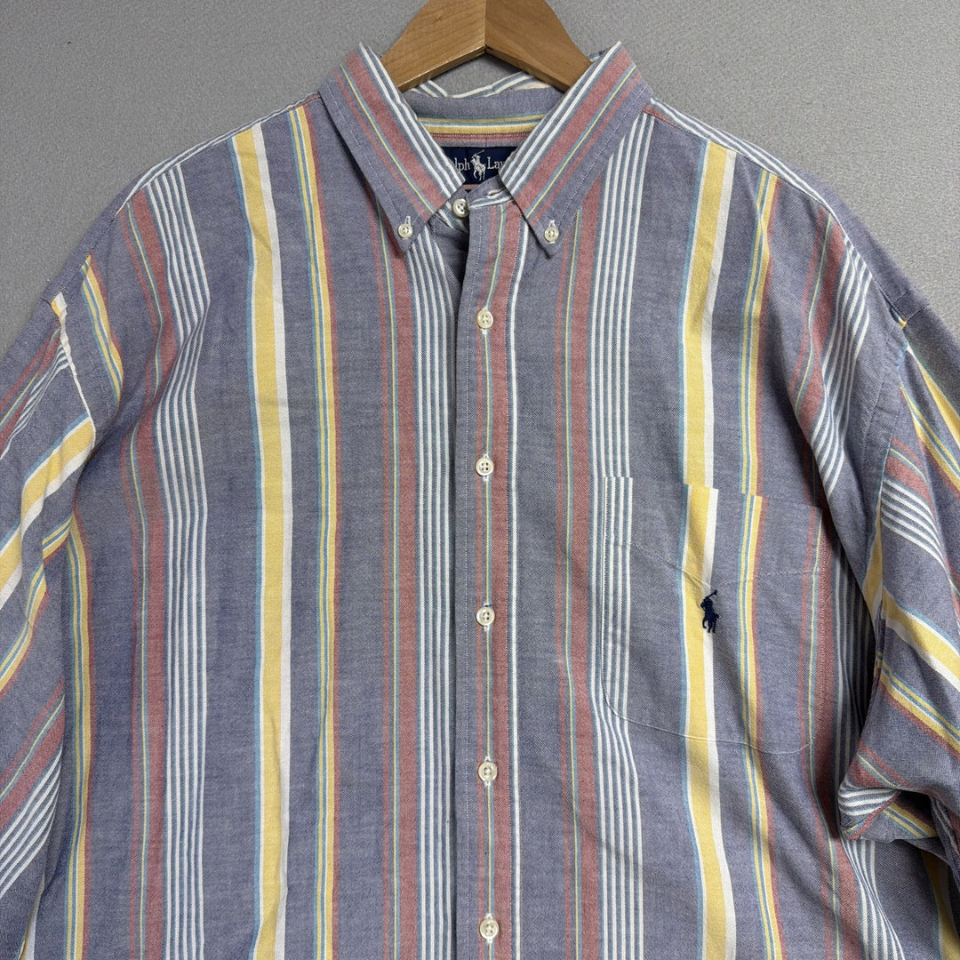 Vintage Polo Ralph Lauren Big Shirt Striped Button Down Shirt Size XL