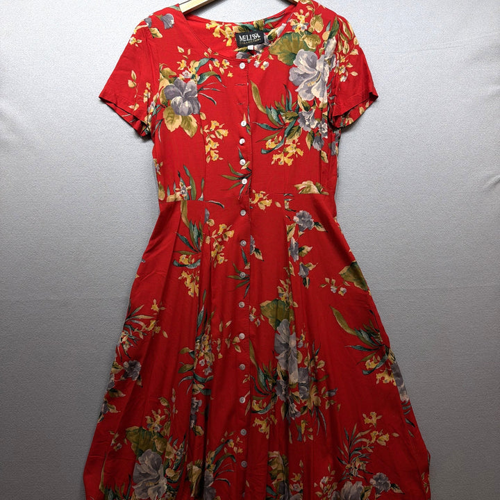 Vintage Melissa Collection Rayon Hawaiian Dress Size 12