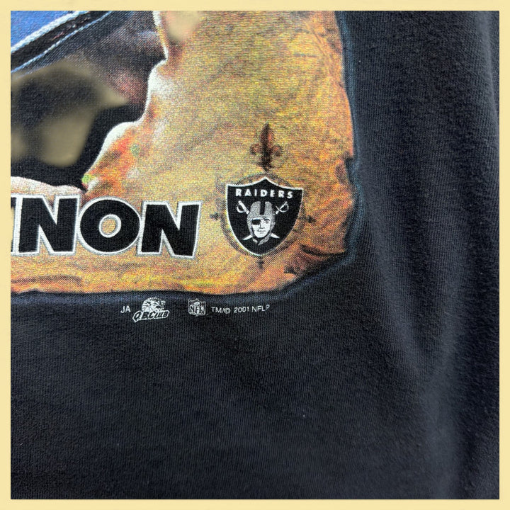 Vintage 2000s Rich Gannon Oakland Raiders Indiana Jones Style T Shirt Size Medium