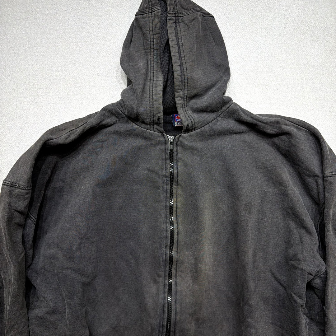 Vintage Black Thermal Lined Hoodie Size XXL