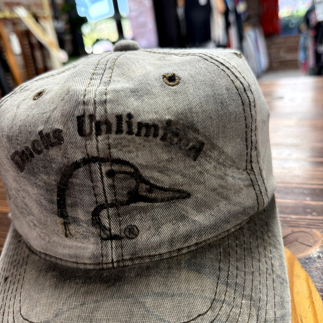 Vintage Distressed Ducks Unlimited Camo Strap Back Hat