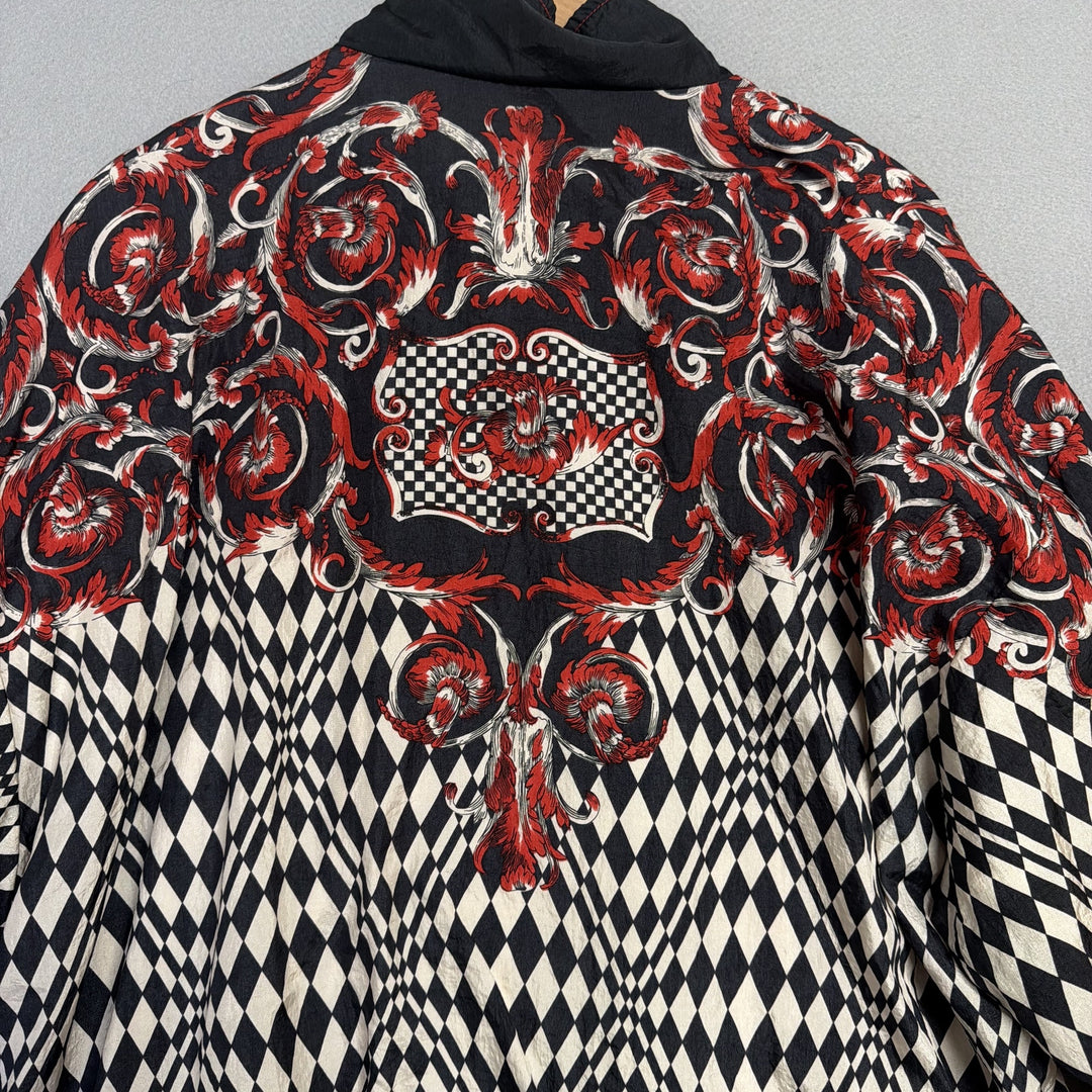 Vintage Adolfo Sport Checkered Baroque Windbreaker Jacket Size XL