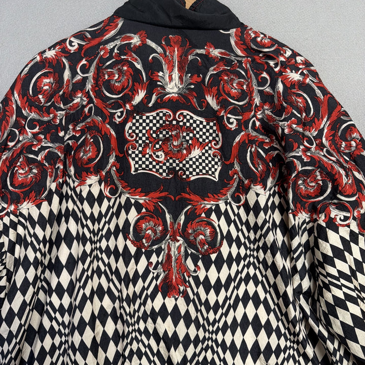 Vintage Adolfo Sport Checkered Baroque Windbreaker Jacket Size XL