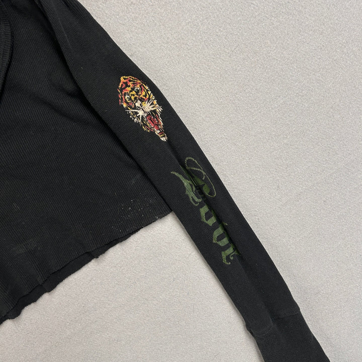 Ed Hardy V Neck Cropped T Shirt Size Large