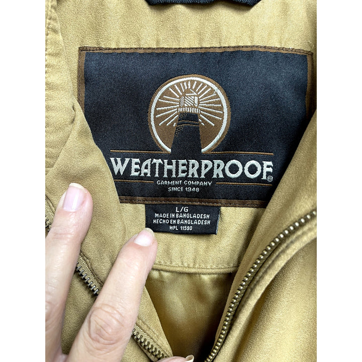 Weatherproof Brand Camel Tan Suede Bomber Jacket Size Large