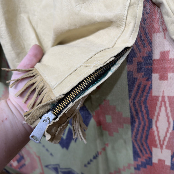 Vintage Handmade Leather Tunic Hippie Jacket Small 70s