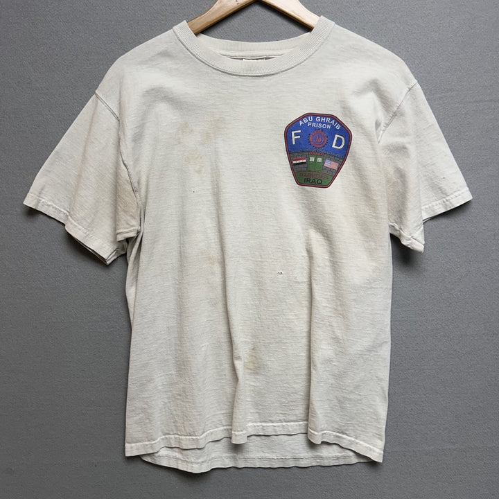 Vintage 2004 Baghdad Iraq Fire Rescue Abu Ghraib Prison White Shirt Size Medium
