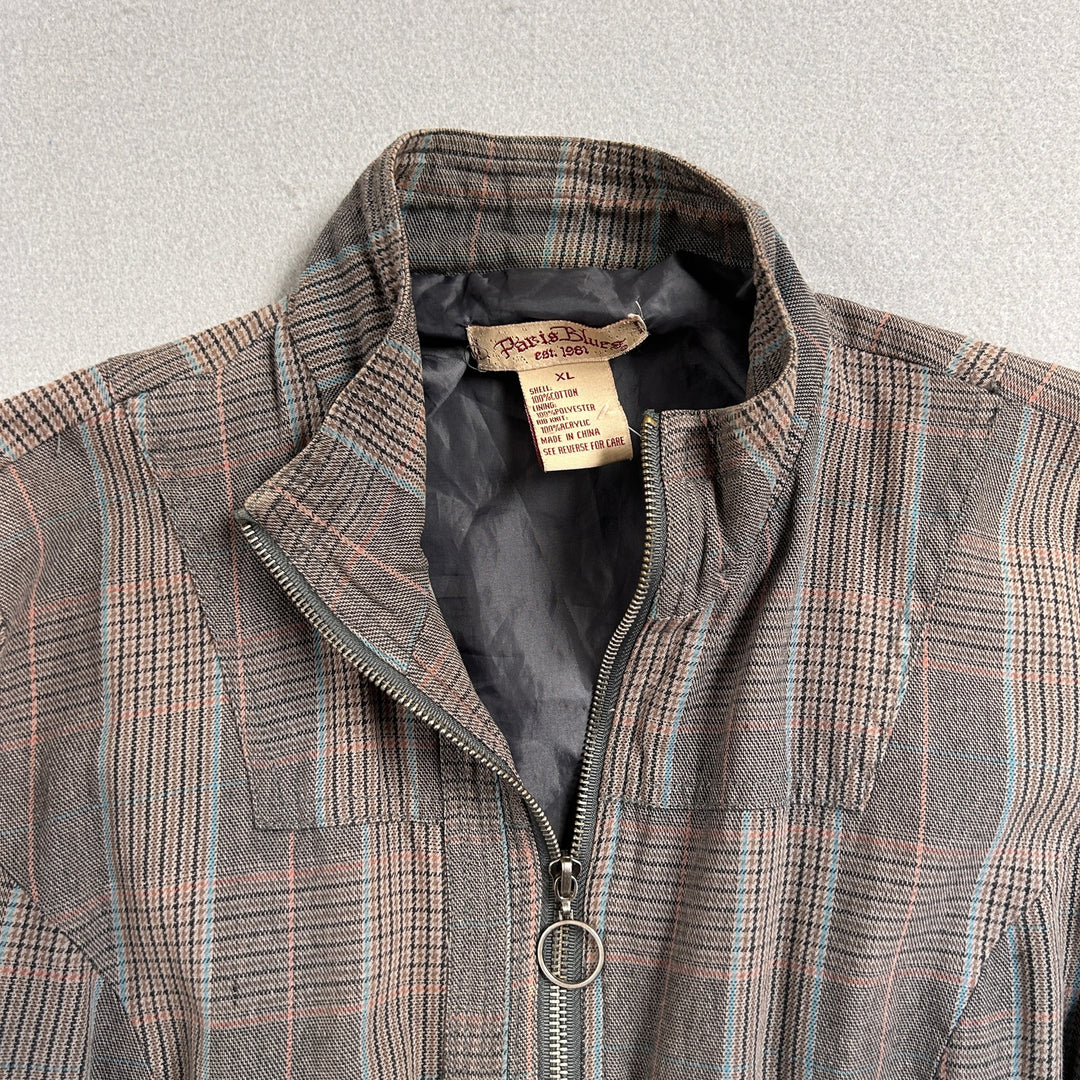 Paris Blues Plaid Y2K Cropped Jacket Size XL