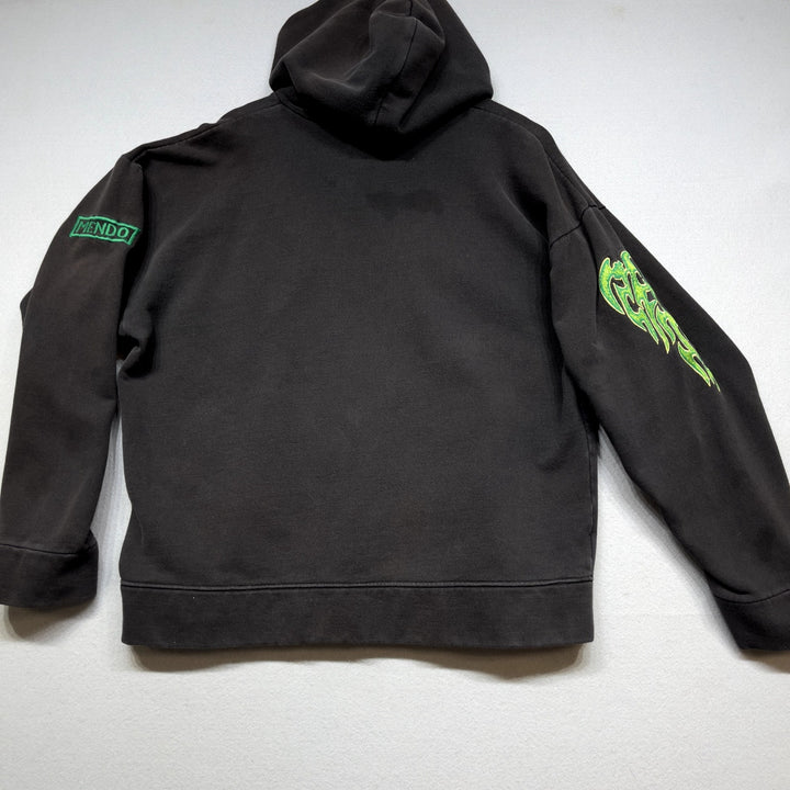 Vintage Mendo Weed Marijuana Embroidered Hoodie Size Large