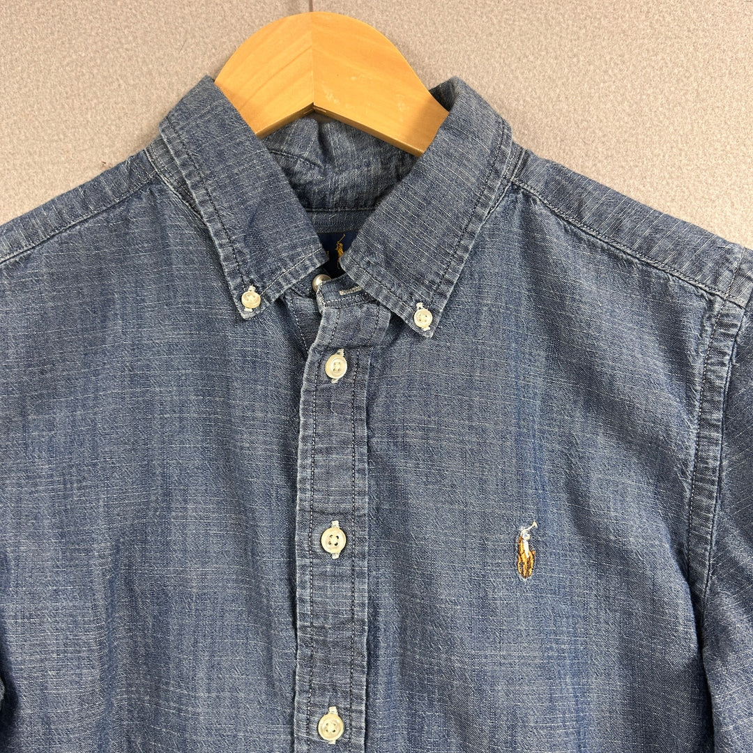 Polo Ralph Lauren Chambray Denim Kids Button Down Shirt Size Large