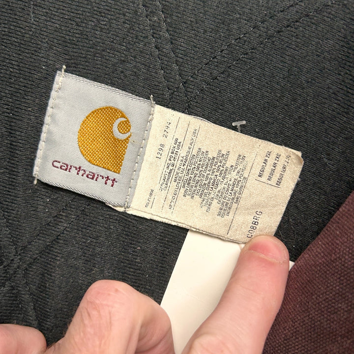 Vintage 90s Carhartt C08BRG Burgundy Barn Jacket Corduroy Collar Size 2XL
