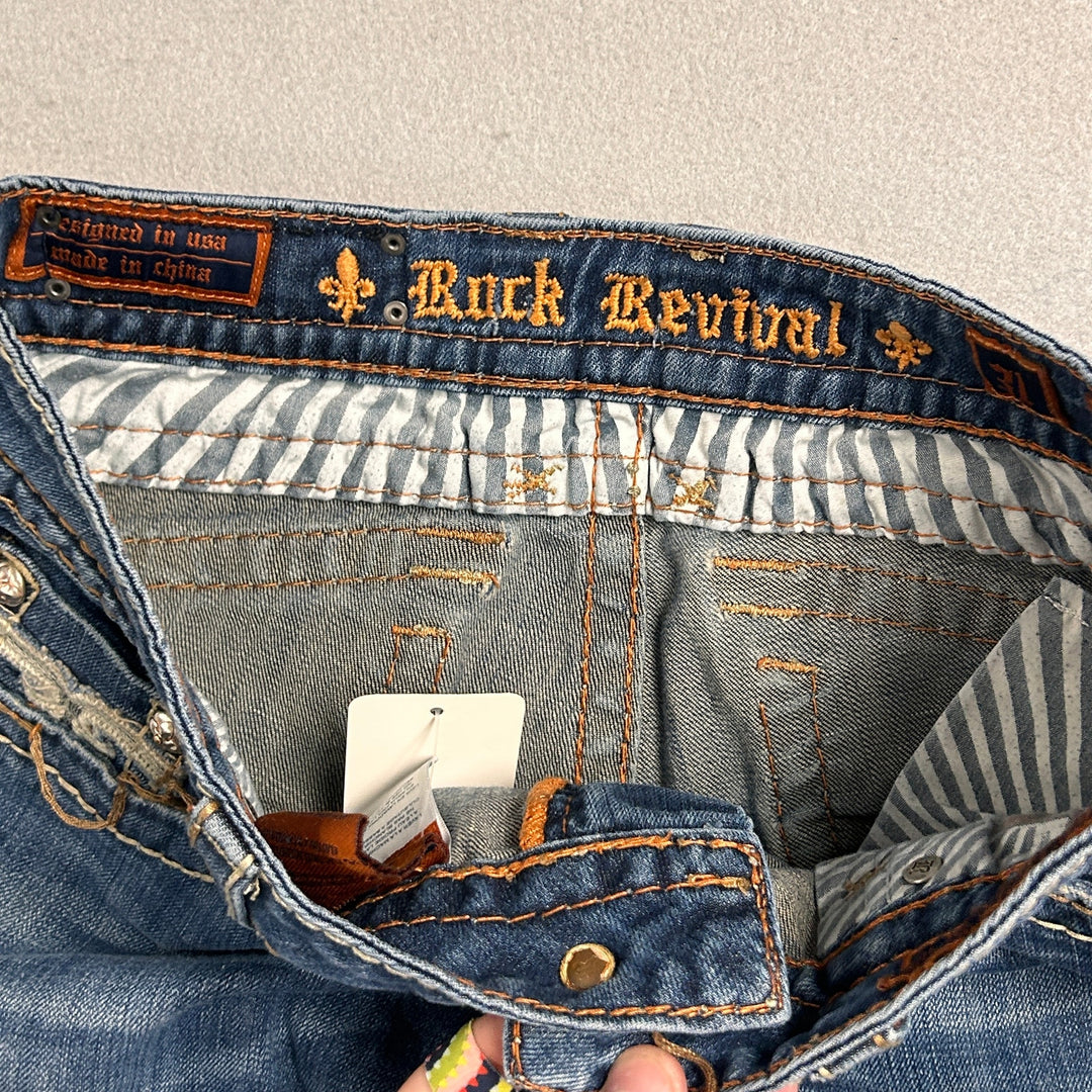 Women's Rock Revival Paula Boot Cut Big Stitch Jeans 34x32