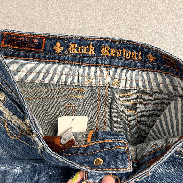 Women's Rock Revival Paula Boot Cut Big Stitch Jeans 34x32