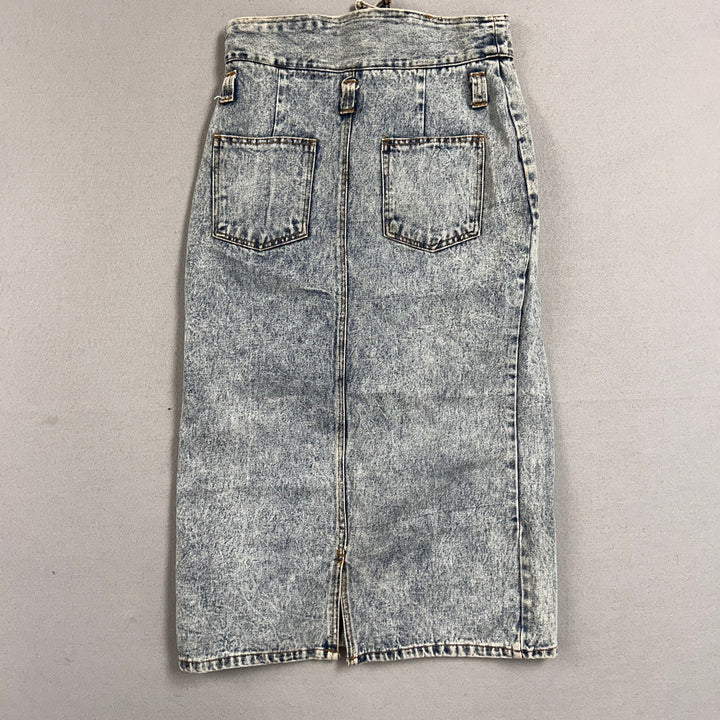 Vintage Gitano Acid Wash Denim Skirt Size 14