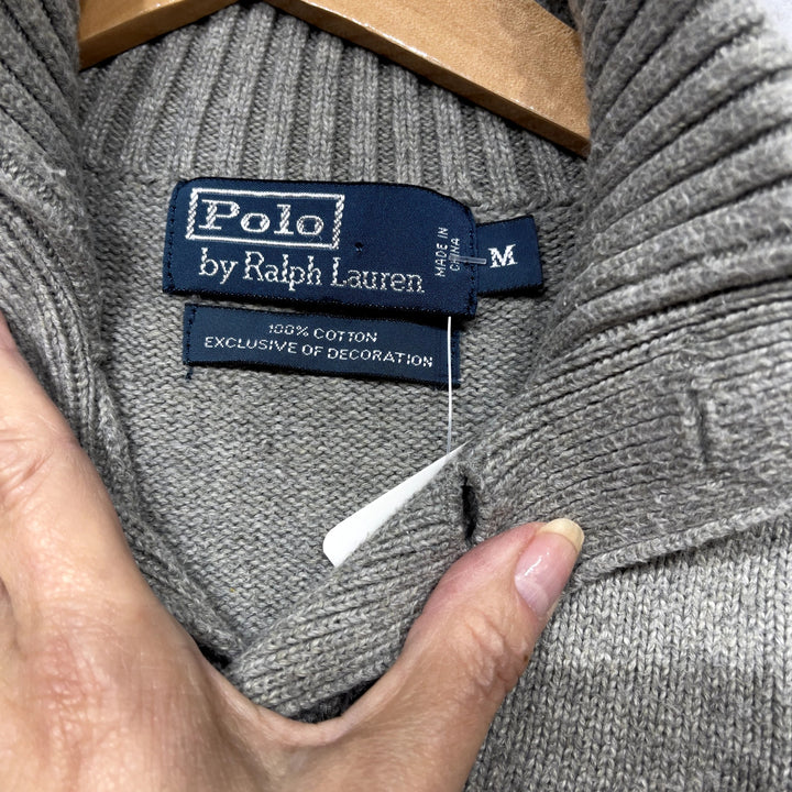 Vintage Polo Ralph Lauren Gray Cotton Sweater Size Medium