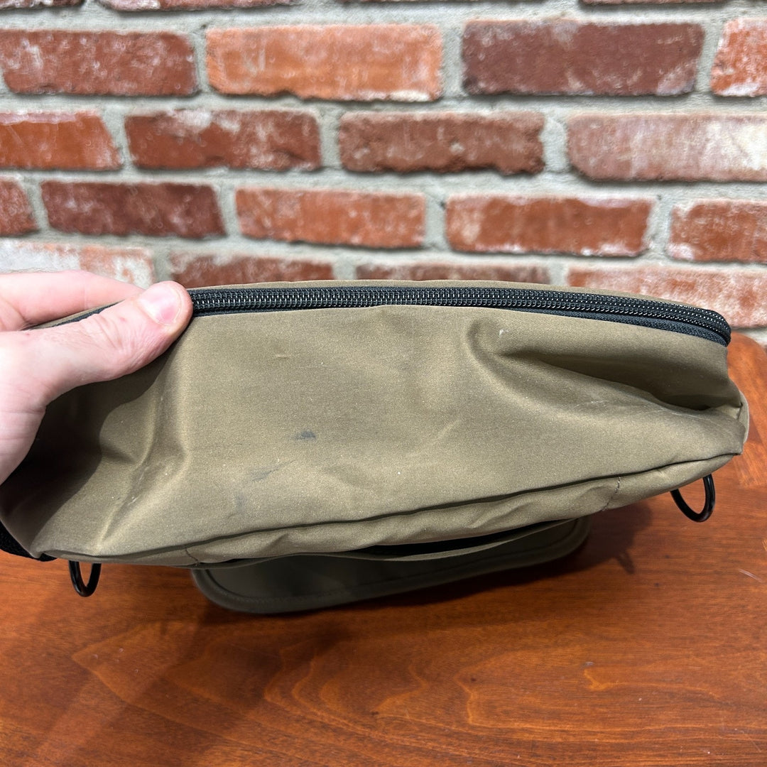LL Bean Nylon Tan Travel Messenger Bag Locking Front Flap