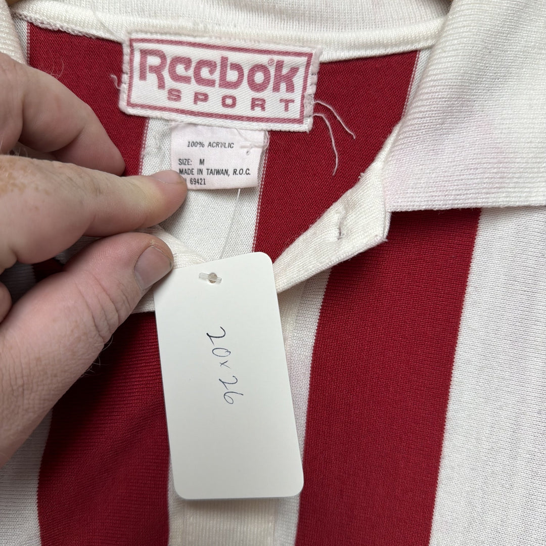 Vintage Reebok Striped Rugby Polo Shirt Size Medium
