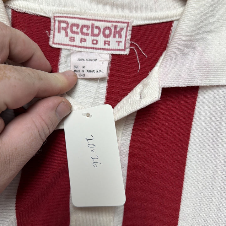Vintage Reebok Striped Rugby Polo Shirt Size Medium