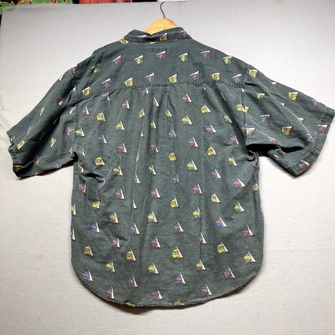 Vintage Bugle Boy Sail Boat Button Down Shirt size XXL