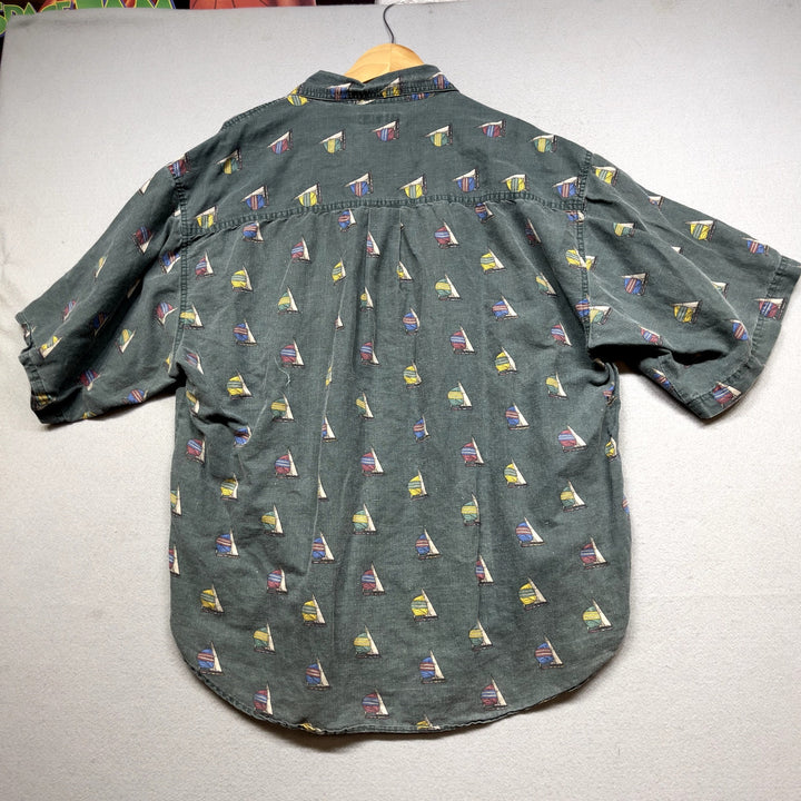 Vintage Bugle Boy Sail Boat Button Down Shirt size XXL