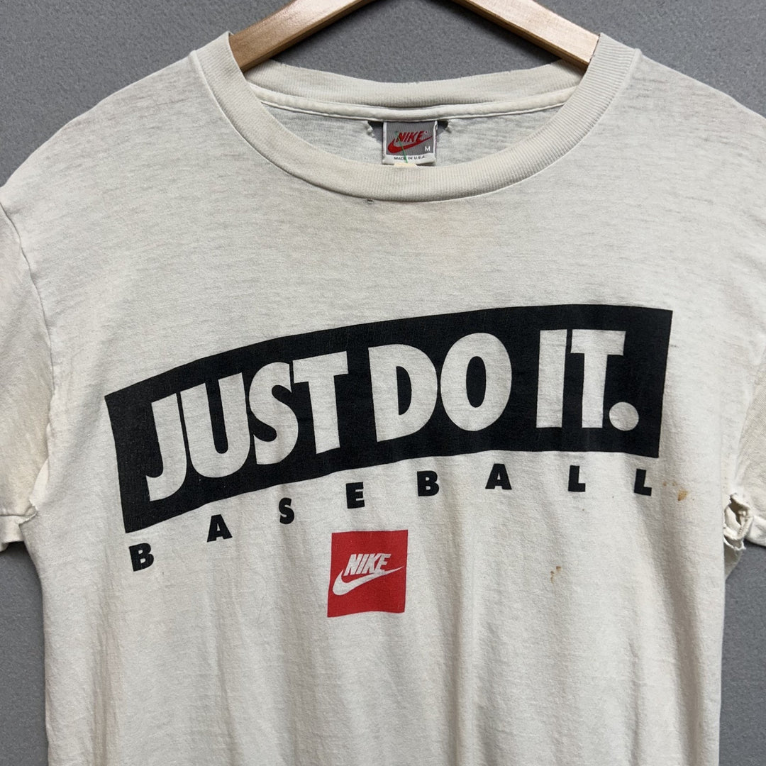 Vintage 90's Nike Just Do It Basketball White Shirt Size Medium - Distressed