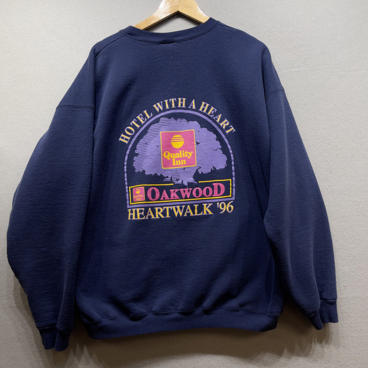 1996 Quality Inn Heart Walk Fundraiser Navy Blue Sweatshirt Size XL
