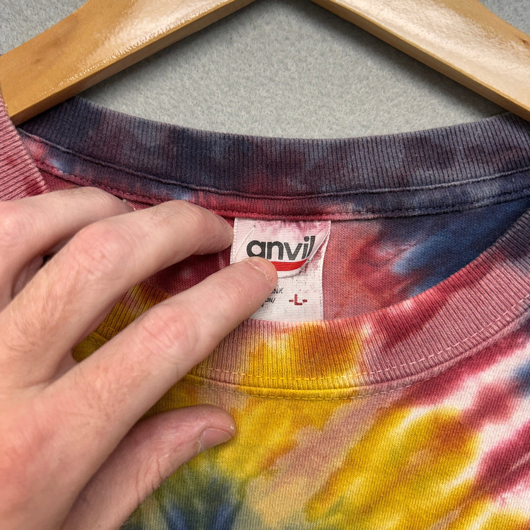 Y2K Silver Dollar City Wildfire Roller Coaster Tie Dye Long Sleeve Shirt Large