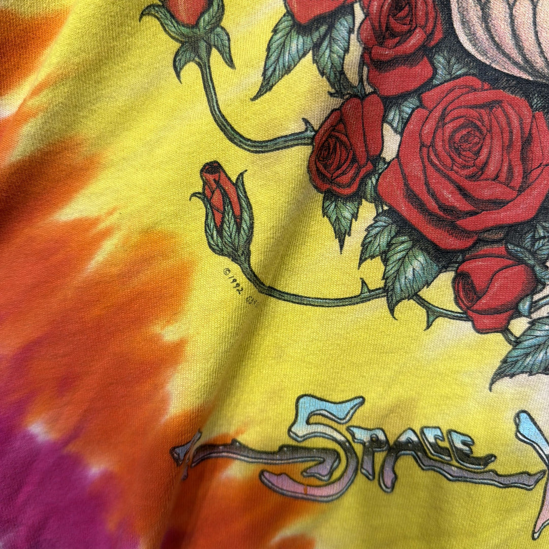 Vintage 90s Grateful Dead Space Your Face Liquid Blue Tie Dye T Shirt Size XL