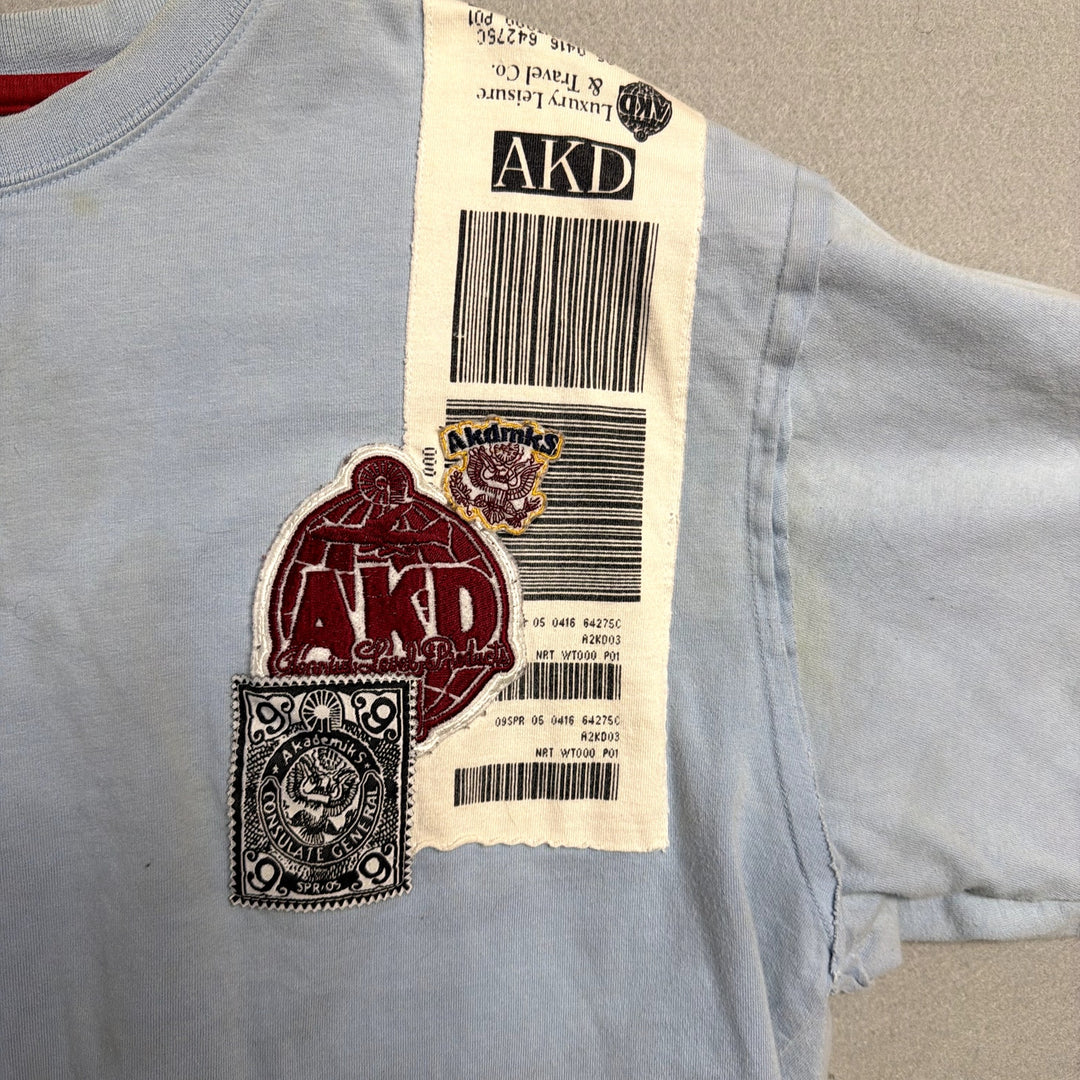 Vintage AKDMKS Travel Stamps T Shirt Size XL