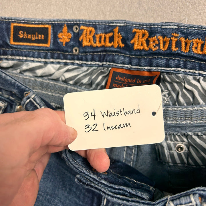 Women's Rock Revival Shaylee Straight Big Stitch Jeans 34x32