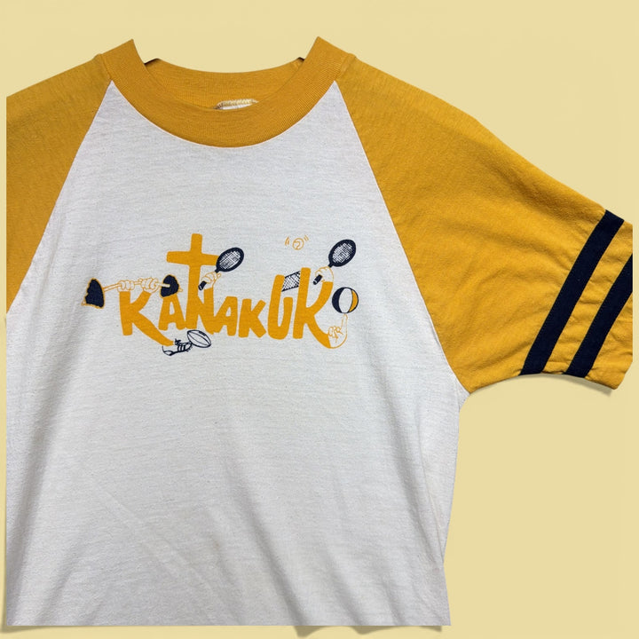 Vintage Champion Camp Kanakuk 70s Blue Bar T Shirt Size Medium