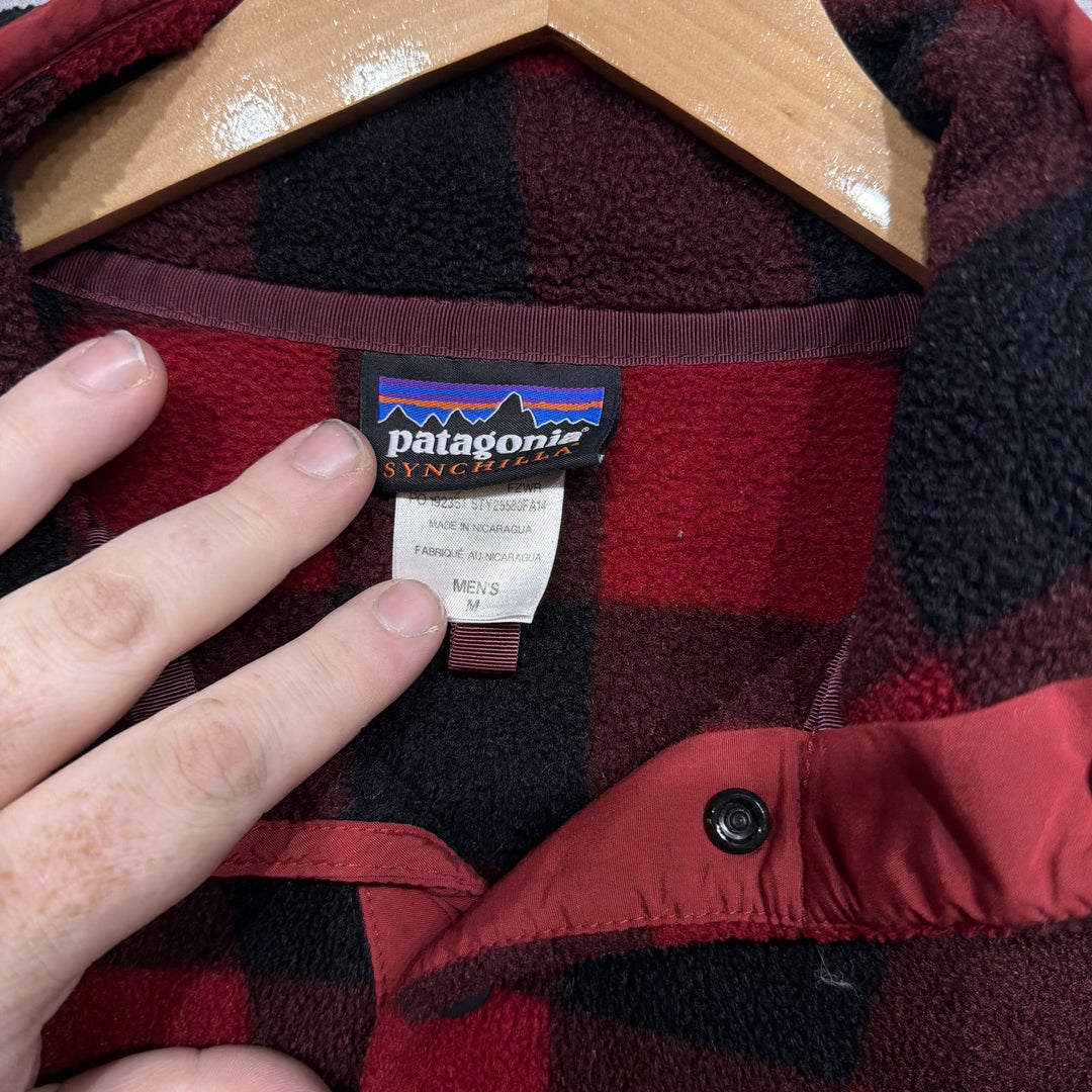Patagonia Buffalo Check Plaid Snap T Fleece Sweater Jacket Size Medium