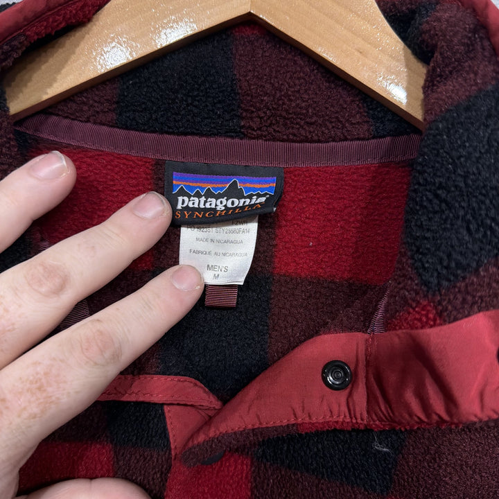 Patagonia Buffalo Check Plaid Snap T Fleece Sweater Jacket Size Medium