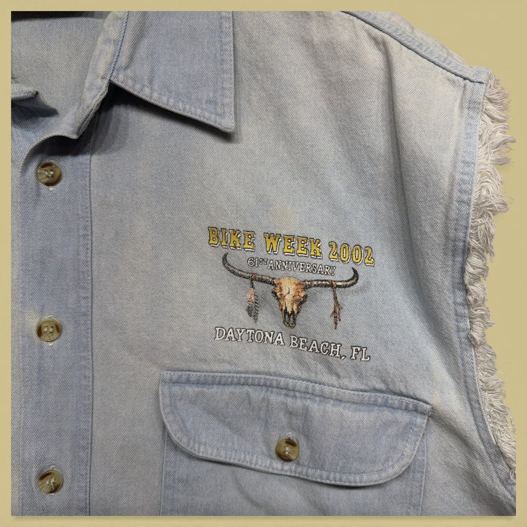 Vintage Daytona Bike Week 2000s Sleeveless Button Down Shirt Size XL