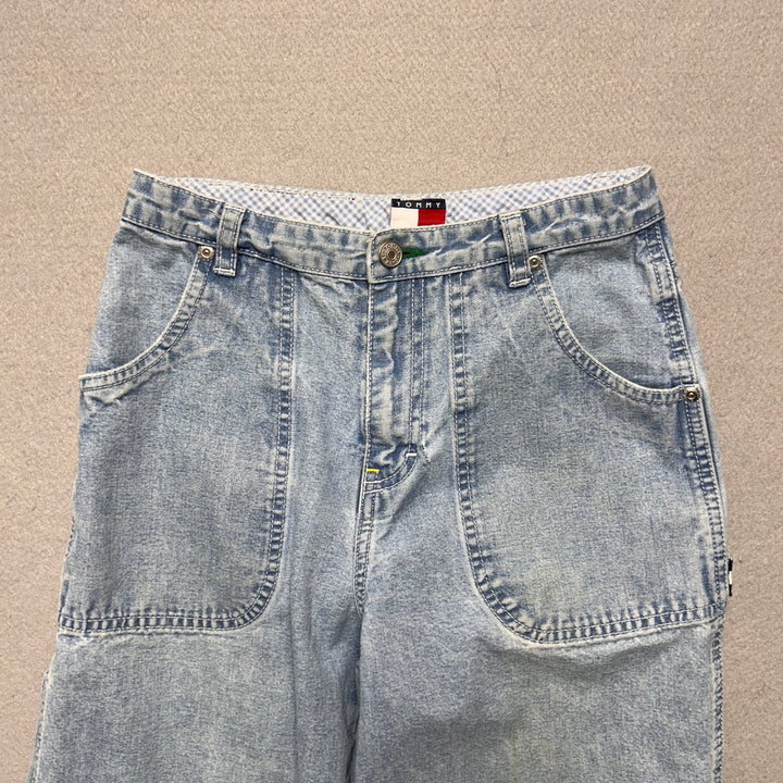 Vintage Y2K Tommy Hilfiger Light Wash Carpenter Pants Wide Leg 24x27