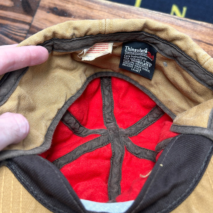 Vintage 90's Carhart Canvas Insulated Work Hat W/ Neck Flap