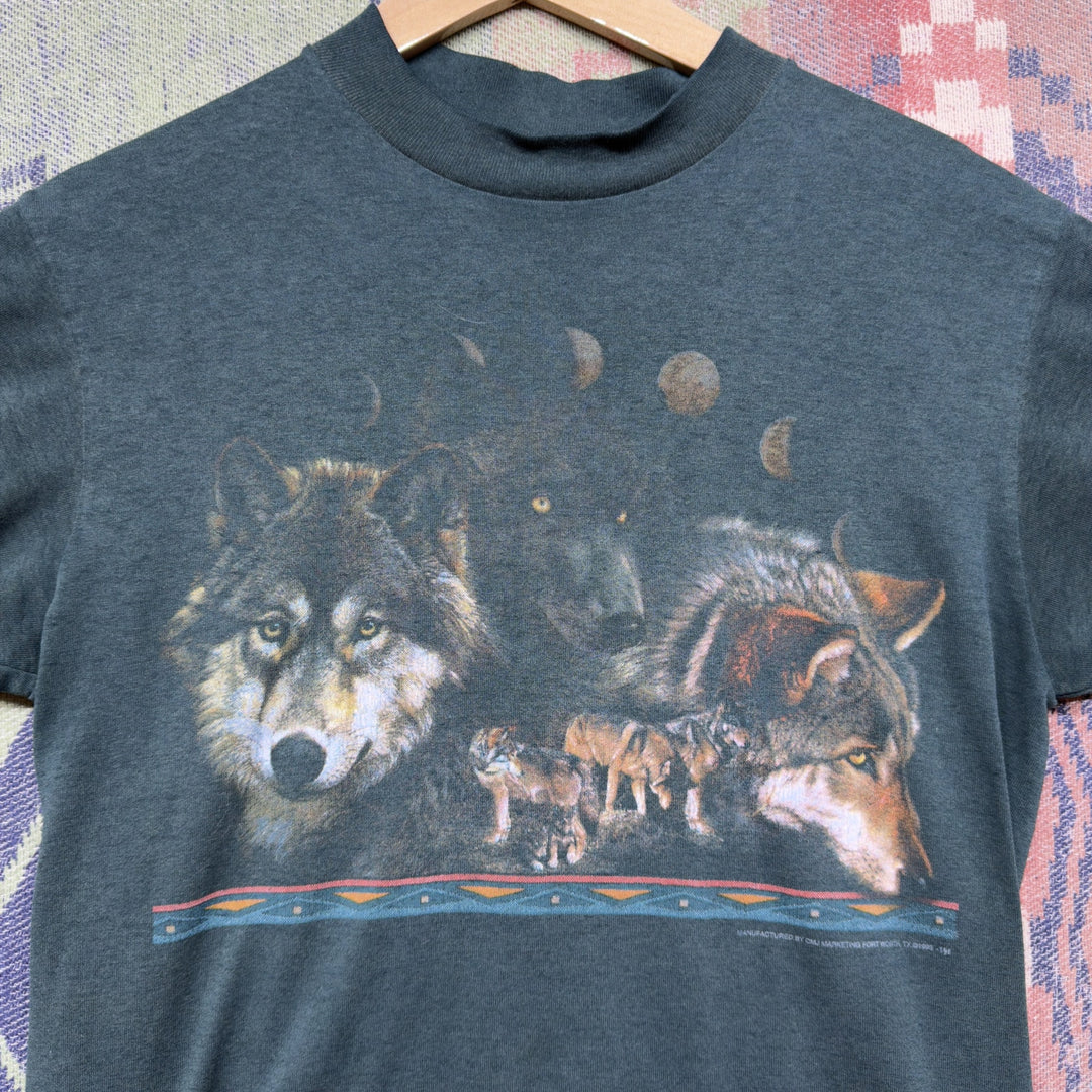 3D Emblem Wolf Vintage T Shirt Size Medium 90s