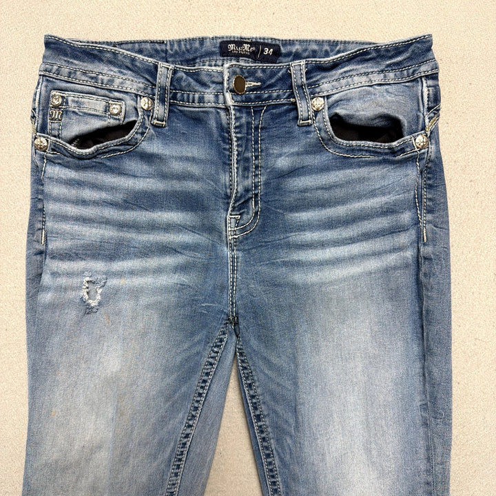 Vintage Miss Me Y2K Embroidered Pocket Jeans Size 34