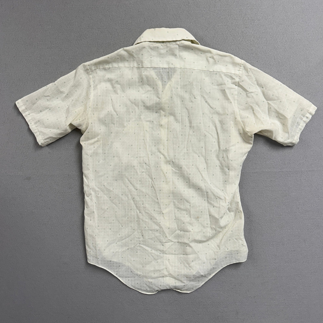 Vintage 80's Light Men's Short Sleeve Patterned Button Up Large