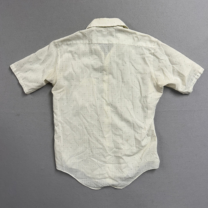 Vintage 80's Light Men's Short Sleeve Patterned Button Up Large