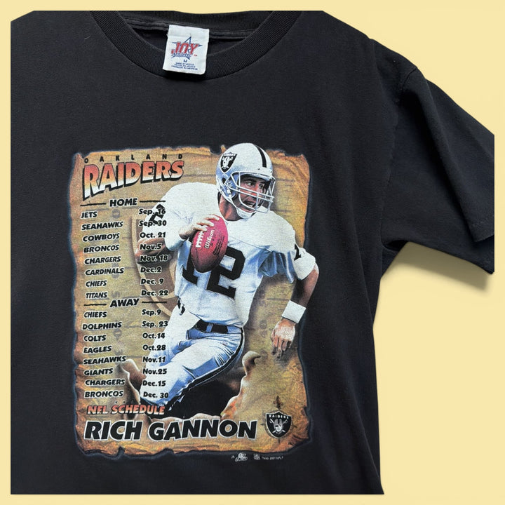 Vintage 2000s Rich Gannon Oakland Raiders Indiana Jones Style T Shirt Size Medium