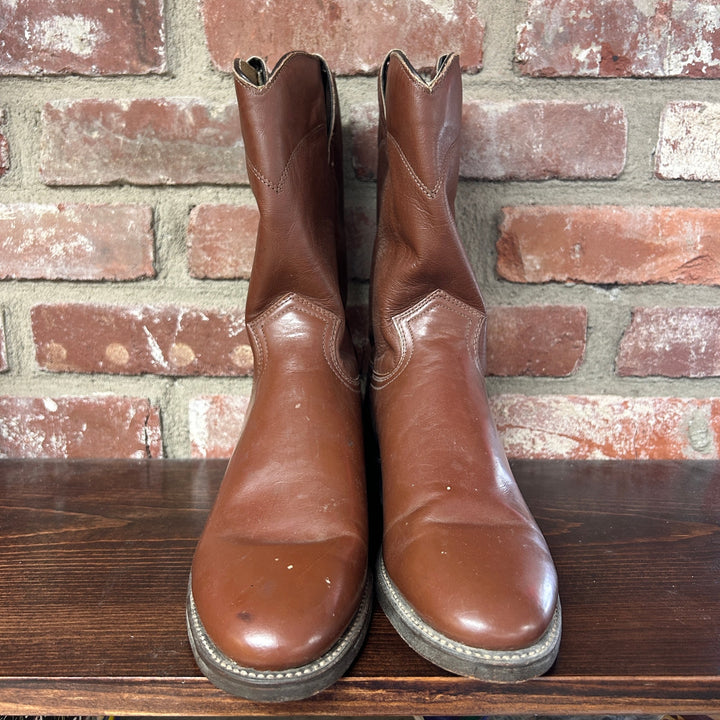 Vintage J. Chisholm Brown Western Cowboy Boots Size 8D