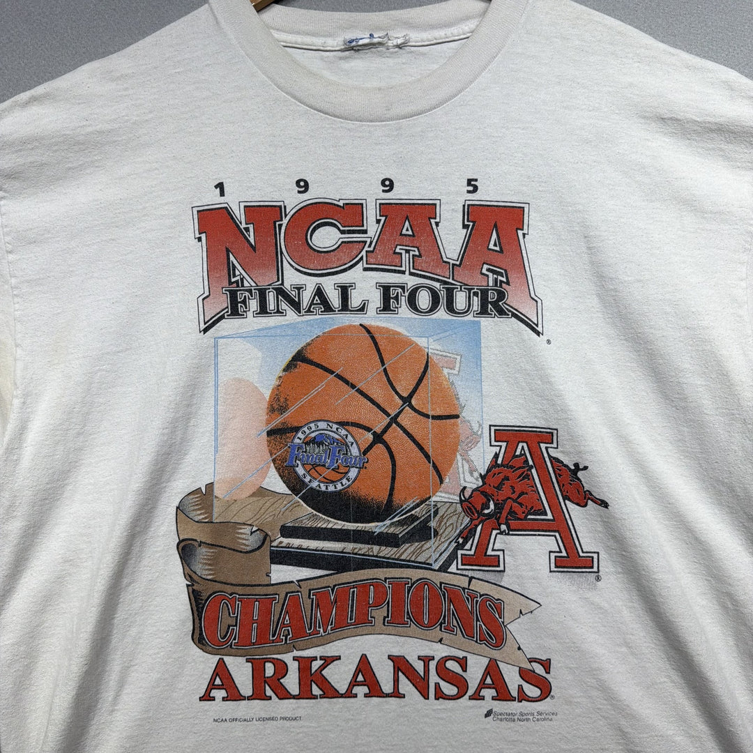 Vintage 90s Misprint Arkansas 1995 Champions Final Four T Shirt Size XL
