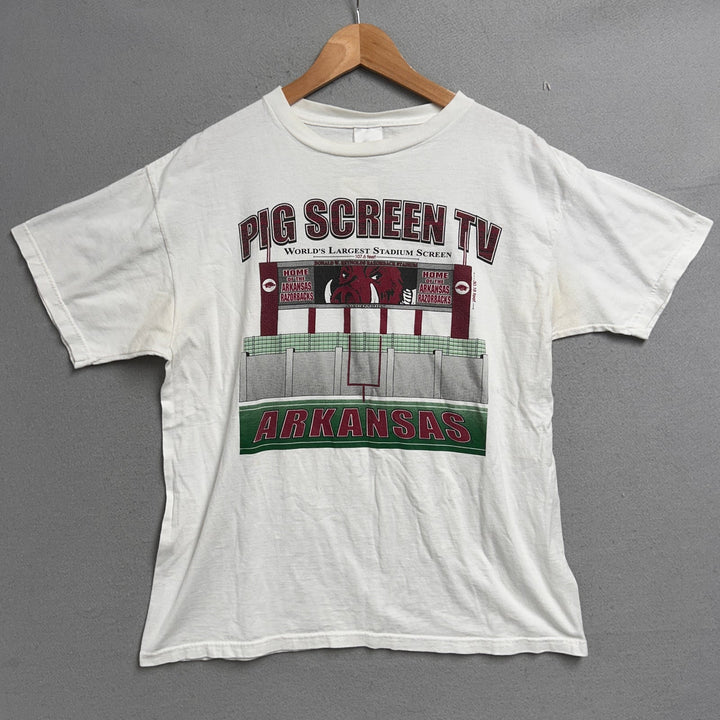 Vintage University of Arkansas Pig Screen TV Shirt Size Large