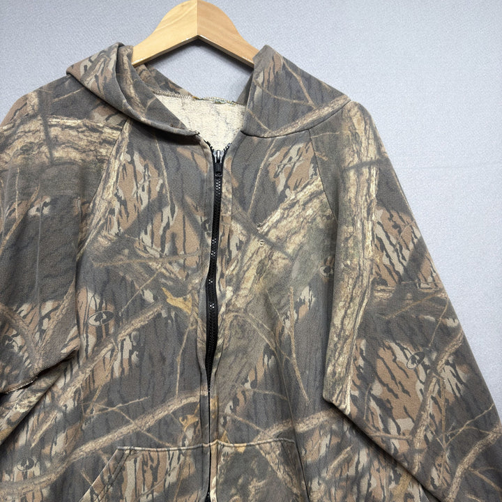 Vintage 90s Mossy Oak Shadow Branch Camo Hoodie Size Large Grunge Faded