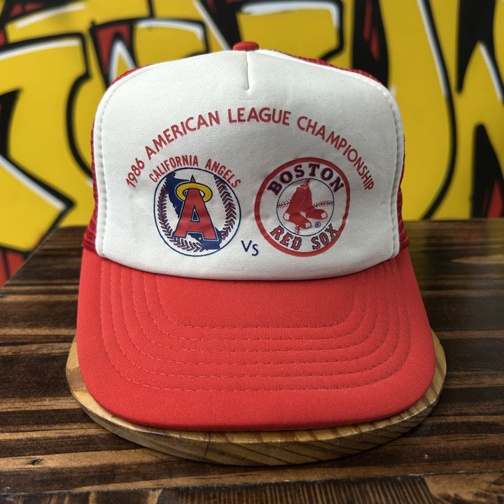 Angels vs Red Sox Vintage 1986 American League Championship Snapback Hat 80s MLB
