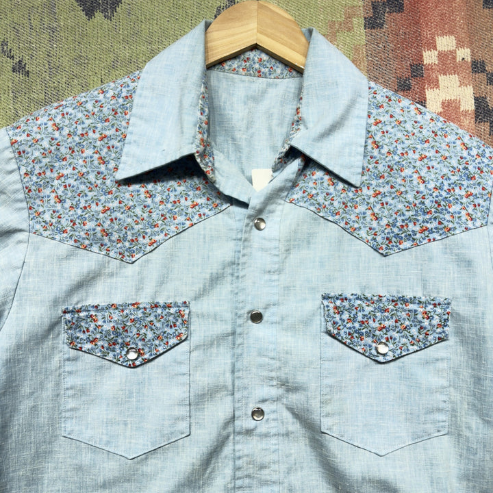 Chambray Vintage Western Button Down Shirt Medium 70s